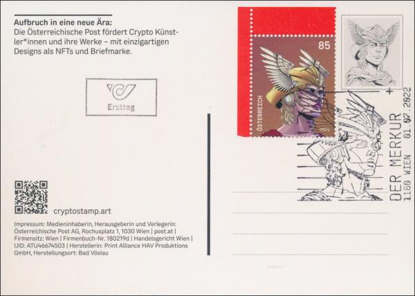 ANK 3671-3674 from souvenir sheet 134. 4 postcards "The Mercury 2022"
