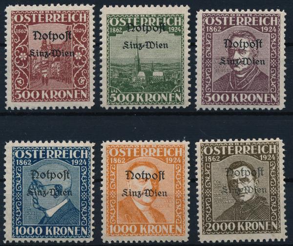 Notpost 1924 Linz kompletter Satz alle 6 Werte postfrisch