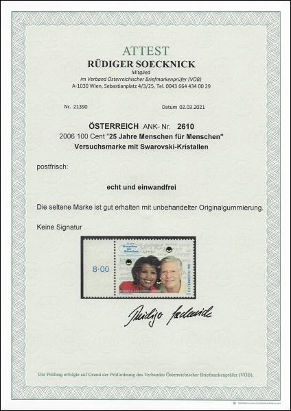 ANK 2610 Versuchsmarke "Almaz und Böhm" linkes Randstück