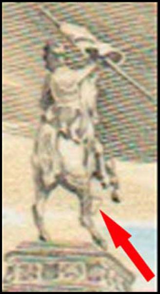 ANK 1696 "WIPA BLOCK 1981" mit Plattenfehler "verstümmeltes Knie" gestempelt