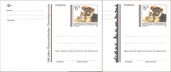 2 postcards "100 years of animal welfare"