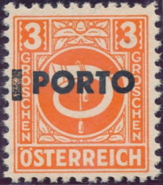ANK 189 – Austria 1946 – Postage Due Stamp 3 Groschen with black overprint “PORTO” – certified by Wallner