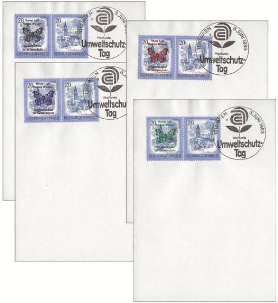 4 sheets of "pair of butterflies" with special cancellation