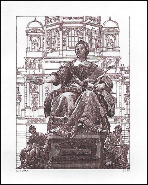 Steel engraving "Marien Theresien Monument"