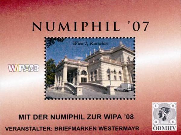 Vignette block "Numiphil 2007 with WIPA 2008 logo"