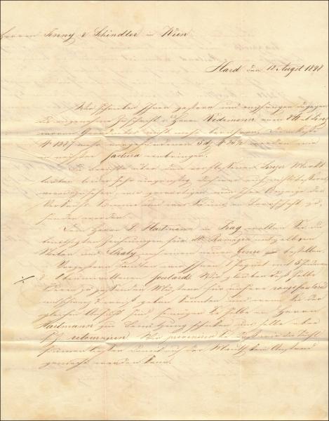 Austria 1848 – Pre-philately folded letter Hard/Bregenz → Vienna – blue two-line postmark, business content, complete piece