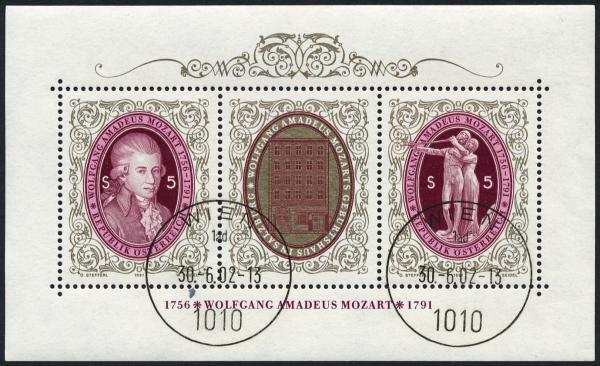 ANK 2052-2053 Block "W. A. Mozart" gestempelt mit letztem Verwendungstag 