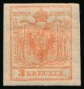 ANK 003 III b Austria, Definitive Stamp Issue 1850/54, 3 Kreuzer Dull Pink, Machine Paper Type IIIb *(*)