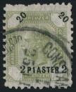 ANK Levante 028 2 Piaster auf 20 Kronen 1891 gestempelt